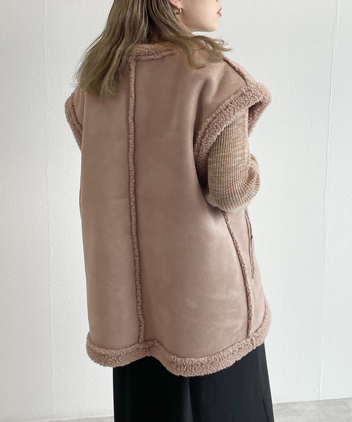 極美品✨Deuxieme Class ムートンベスト リバーシブル グレージュ 極美品✨Deuxieme Class ムートンベスト リバーシブル グレージュ