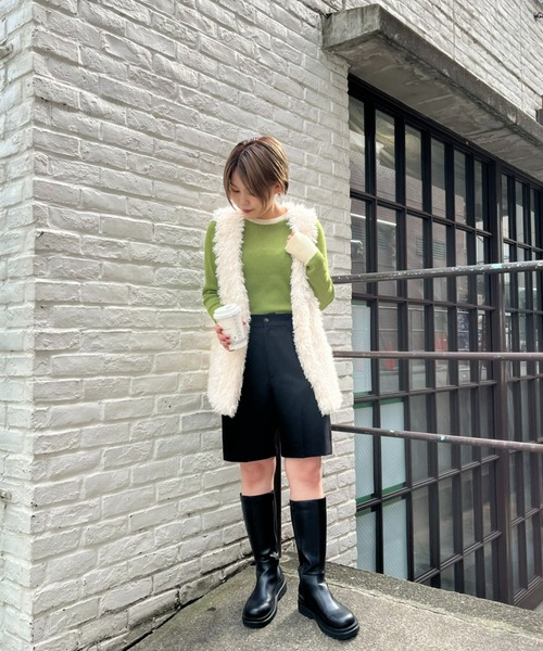 CIAOPANIC（チャオパニック）の「ボリュームファーベスト（ベスト・レディース・オフホワイト/モカ・FREE）」の11枚目の写真