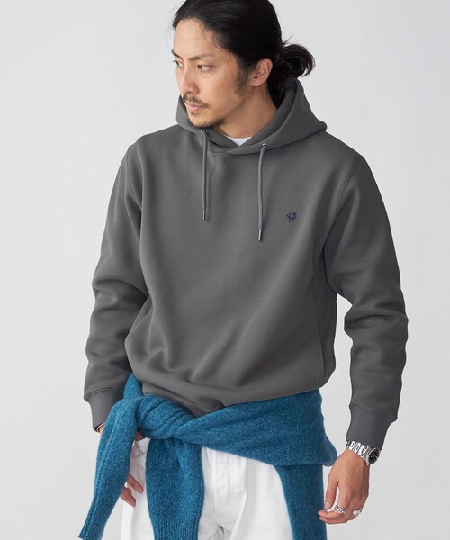 SHIPS（シップス）の「*SHIPS: ワンポイント ロゴ 梨地 ボンディング フリース プルオーバー パーカー（パーカー・メンズ・ブラック/グレー/ベージュ・SMALL/MEDIUM/LARGE/X-LARGE）」の3枚目の写真