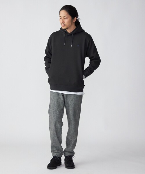 SHIPS（シップス）の「*SHIPS: ワンポイント ロゴ 梨地 ボンディング フリース プルオーバー パーカー（パーカー・メンズ・ブラック/グレー/ベージュ・SMALL/MEDIUM/LARGE/X-LARGE）」の5枚目の写真