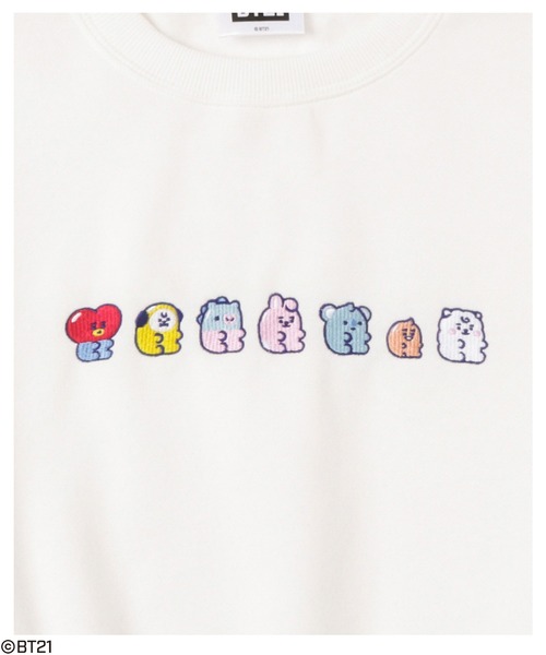 BT21（ビーティーイシビル）の「【アクリルチャーム付き】BT21 アソートトレーナー（スウェット・レディース・ブラック/ホワイト系1/ホワイト/ブラック系1・フリー）」の15枚目の写真