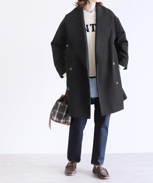 reca（レカ）の「ミドル丈Pコート（その他アウター・レディース・グリーン系その他/ブラック/アイボリー・M/L）」の12枚目の写真