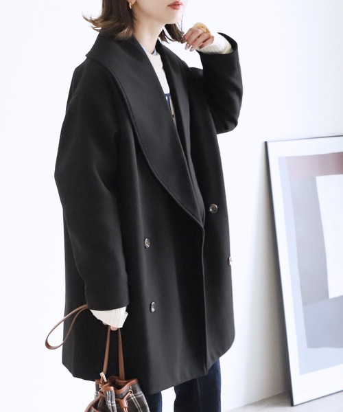 reca（レカ）の「ミドル丈Pコート（その他アウター・レディース・グリーン系その他/ブラック/アイボリー・M/L）」の10枚目の写真