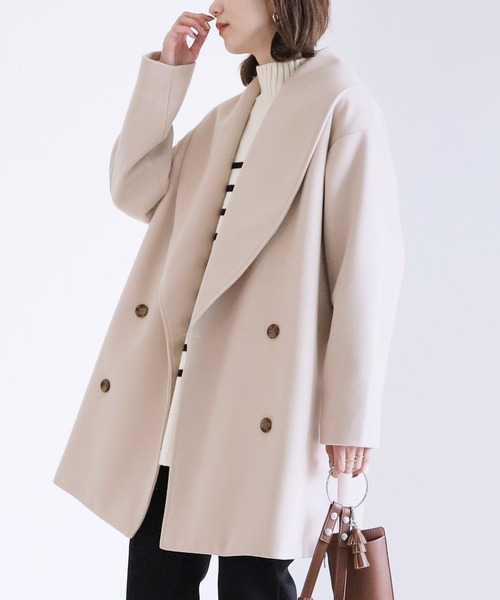 reca（レカ）の「ミドル丈Pコート（その他アウター・レディース・グリーン系その他/ブラック/アイボリー・M/L）」の4枚目の写真