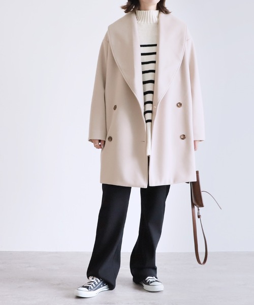 reca（レカ）の「ミドル丈Pコート（その他アウター・レディース・グリーン系その他/ブラック/アイボリー・M/L）」の8枚目の写真