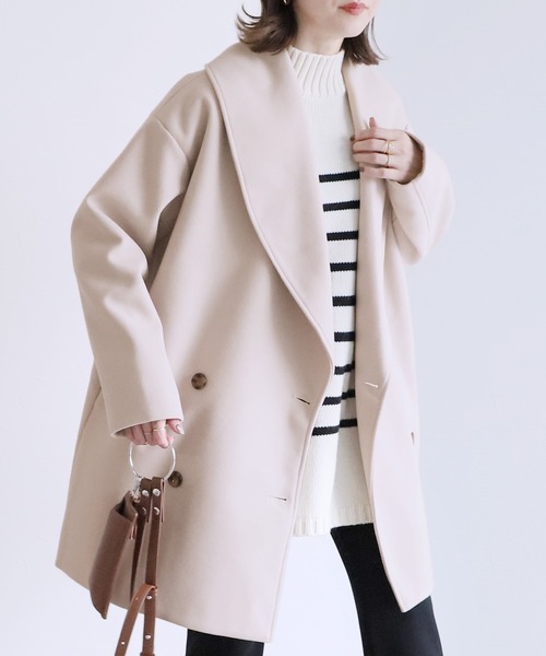 reca（レカ）の「ミドル丈Pコート（その他アウター・レディース・グリーン系その他/ブラック/アイボリー・M/L）」の5枚目の写真