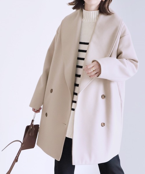 reca（レカ）の「ミドル丈Pコート（その他アウター・レディース・グリーン系その他/ブラック/アイボリー・M/L）」の6枚目の写真