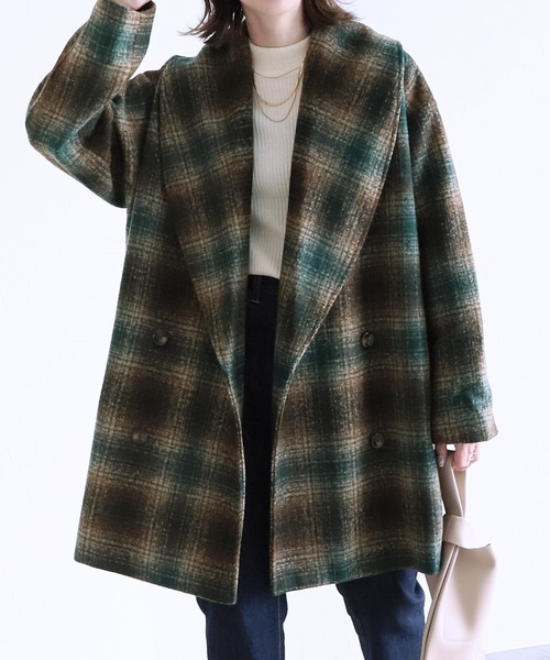 reca（レカ）の「ミドル丈Pコート（その他アウター・レディース・グリーン系その他/ブラック/アイボリー・M/L）」の15枚目の写真