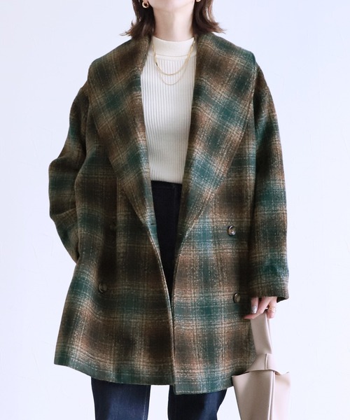 reca（レカ）の「ミドル丈Pコート（その他アウター・レディース・グリーン系その他/ブラック/アイボリー・M/L）」の16枚目の写真