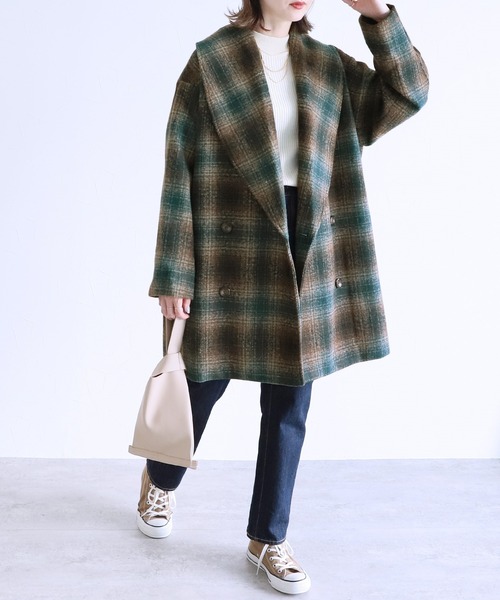 reca（レカ）の「ミドル丈Pコート（その他アウター・レディース・グリーン系その他/ブラック/アイボリー・M/L）」の18枚目の写真