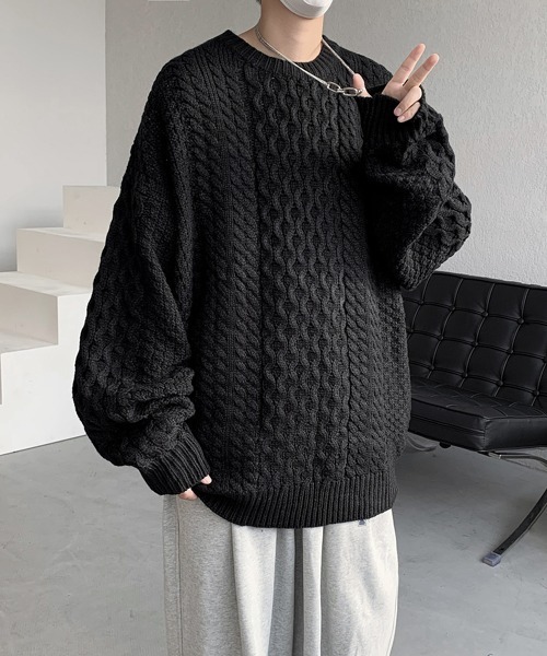 FVLMEN(フルメン)の「【FVLMEN】knit pullover crew sweater/ニット プルオーバー クルー セーター(ニット/セーター・メンズ・アイボリー/ブラック/ブルー・MEDIUM/LARGE/X-LARGE)」の14枚目の写真
