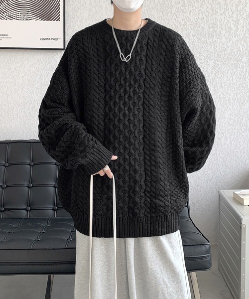 FVLMEN(フルメン)の「【FVLMEN】knit pullover crew sweater/ニット プルオーバー クルー セーター(ニット/セーター・メンズ・アイボリー/ブラック/ブルー・MEDIUM/LARGE/X-LARGE)」の10枚目の写真