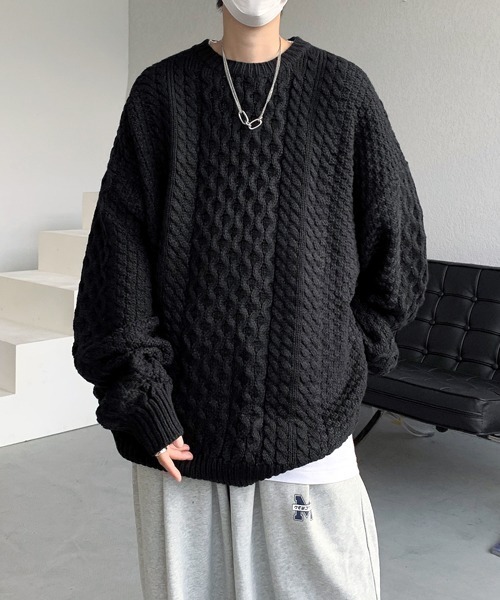 FVLMEN(フルメン)の「【FVLMEN】knit pullover crew sweater/ニット プルオーバー クルー セーター(ニット/セーター・メンズ・アイボリー/ブラック/ブルー・MEDIUM/LARGE/X-LARGE)」の4枚目の写真