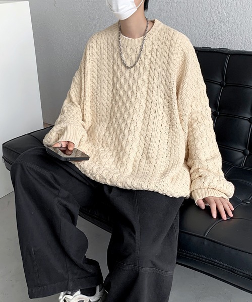 FVLMEN(フルメン)の「【FVLMEN】knit pullover crew sweater/ニット プルオーバー クルー セーター(ニット/セーター・メンズ・アイボリー/ブラック/ブルー・MEDIUM/LARGE/X-LARGE)」の11枚目の写真
