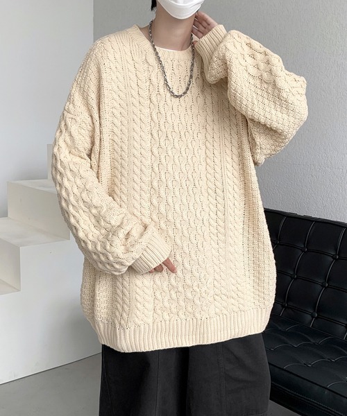 FVLMEN(フルメン)の「【FVLMEN】knit pullover crew sweater/ニット プルオーバー クルー セーター(ニット/セーター・メンズ・アイボリー/ブラック/ブルー・MEDIUM/LARGE/X-LARGE)」の8枚目の写真