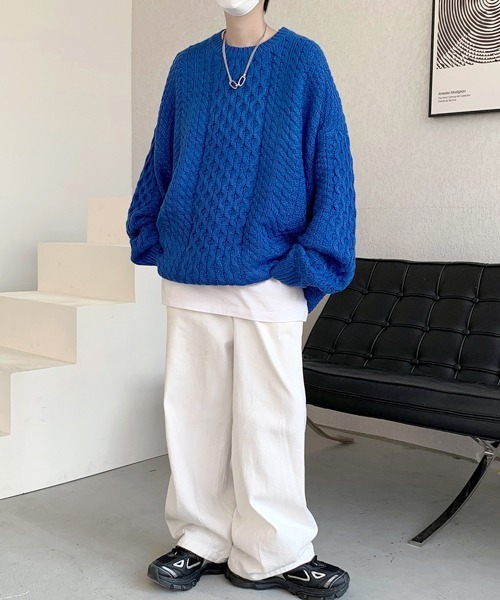 FVLMEN(フルメン)の「【FVLMEN】knit pullover crew sweater/ニット プルオーバー クルー セーター(ニット/セーター・メンズ・アイボリー/ブラック/ブルー・MEDIUM/LARGE/X-LARGE)」の12枚目の写真