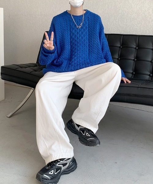 FVLMEN(フルメン)の「【FVLMEN】knit pullover crew sweater/ニット プルオーバー クルー セーター(ニット/セーター・メンズ・アイボリー/ブラック/ブルー・MEDIUM/LARGE/X-LARGE)」の20枚目の写真