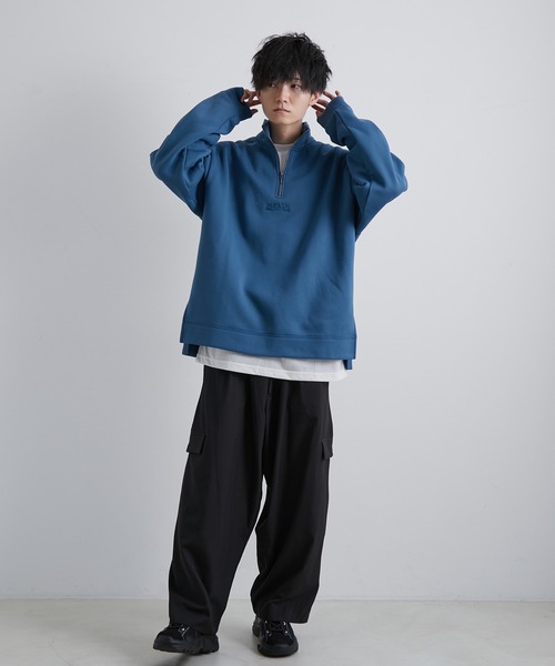 JUNRED(ジュンレッド)の「【Alpinus×JUNRed】ワンポイントハーフジップスウェットアンサンブル (ロンTee付き)(スウェット・メンズ・ブラック/ワイン/ブルー・M/S/L)」の5枚目の写真