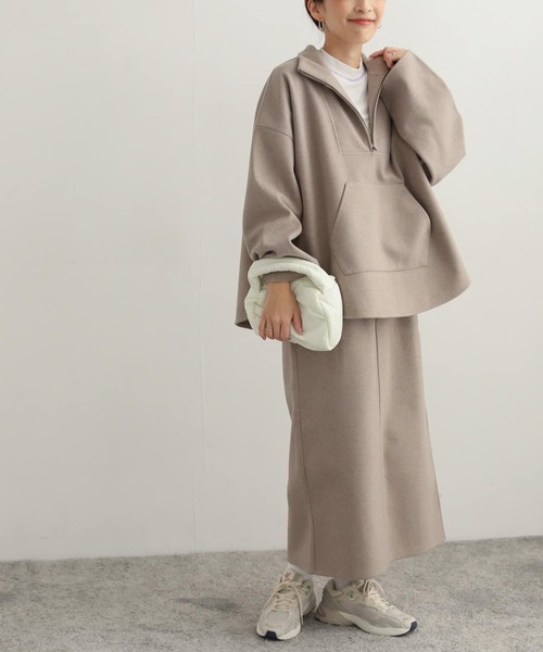 URBAN RESEARCH DOORS（アーバンリサーチドアーズ）の「『セットアップ対応』 メルトンライクストレートスカート（スカート・レディース・ベージュ/ネイビー・MEDIUM）」の13枚目の写真