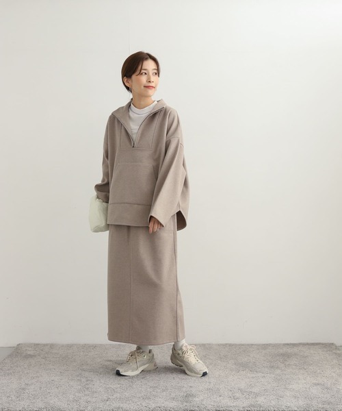 URBAN RESEARCH DOORS（アーバンリサーチドアーズ）の「『セットアップ対応』 メルトンライクストレートスカート（スカート・レディース・ベージュ/ネイビー・MEDIUM）」の15枚目の写真