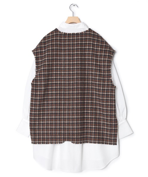 w closet（ダブルクローゼット）の「【マルチウェイ】チェックベスト&シャツワンピースSET（シャツワンピース・レディース・ブルー/ブラウン・FREE）」の17枚目の写真