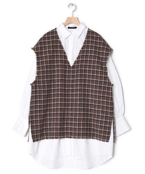 w closet（ダブルクローゼット）の「【マルチウェイ】チェックベスト&シャツワンピースSET（シャツワンピース・レディース・ブルー/ブラウン・FREE）」の22枚目の写真