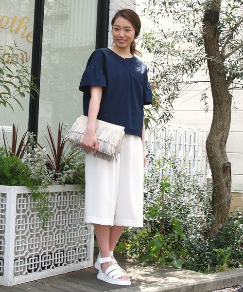 Another Edition（アナザーエディション）の「ポリエステルダブルクロス6分パンツ/AEBC　PE ダブルクロス 6ブ PT◆（その他パンツ・レディース・オフホワイト/ブラック・MEDIUM/SMALL）」の11枚目の写真