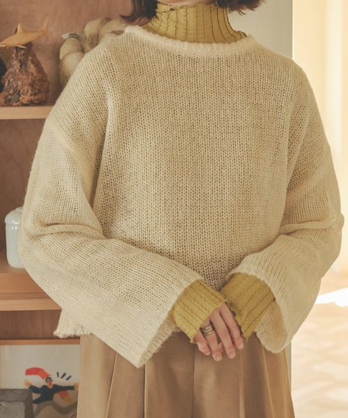 Ambre Neige(アンブルネージュ)の「フワフワシアールーズニット/【WEB/EC限定商品】(ニット/セーター・レディース・ベージュ/ダークブラウン/アイボリー・FREE)」の17枚目の写真