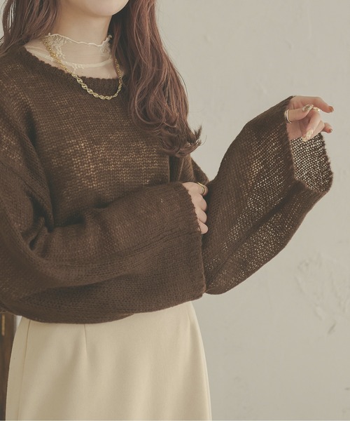 Ambre Neige(アンブルネージュ)の「フワフワシアールーズニット/【WEB/EC限定商品】(ニット/セーター・レディース・ベージュ/ダークブラウン/アイボリー・FREE)」の18枚目の写真