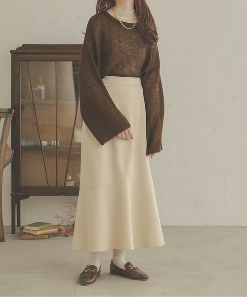 Ambre Neige(アンブルネージュ)の「フワフワシアールーズニット/【WEB/EC限定商品】(ニット/セーター・レディース・ベージュ/ダークブラウン/アイボリー・FREE)」の12枚目の写真