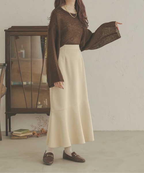 Ambre Neige(アンブルネージュ)の「フワフワシアールーズニット/【WEB/EC限定商品】(ニット/セーター・レディース・ベージュ/ダークブラウン/アイボリー・FREE)」の14枚目の写真