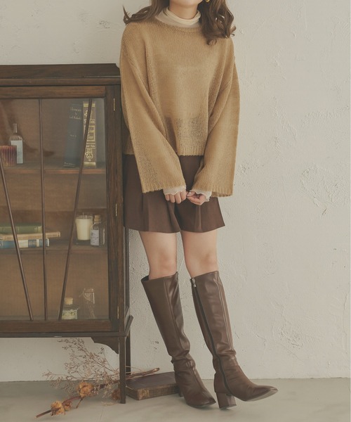 Ambre Neige(アンブルネージュ)の「フワフワシアールーズニット/【WEB/EC限定商品】(ニット/セーター・レディース・ベージュ/ダークブラウン/アイボリー・FREE)」の8枚目の写真