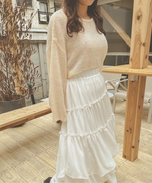 Ambre Neige(アンブルネージュ)の「フワフワシアールーズニット/【WEB/EC限定商品】(ニット/セーター・レディース・ベージュ/ダークブラウン/アイボリー・FREE)」の4枚目の写真