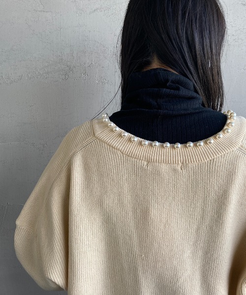 JEANS FACTORY （ジーンズファクトリー）の「[MAISON DE L'ALLURE/メゾンドゥラリュール] パールデザイン ニットカーディガン（ニット/セーター・レディース・ネイビー/ブラック/オフホワイト・F）」の14枚目の写真