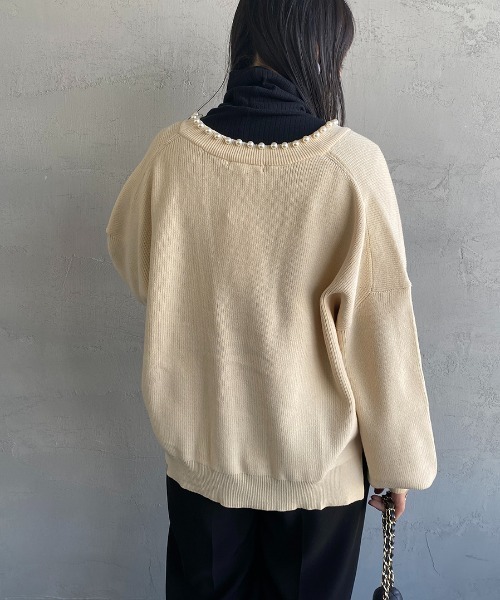 JEANS FACTORY （ジーンズファクトリー）の「[MAISON DE L'ALLURE/メゾンドゥラリュール] パールデザイン ニットカーディガン（ニット/セーター・レディース・ネイビー/ブラック/オフホワイト・F）」の17枚目の写真