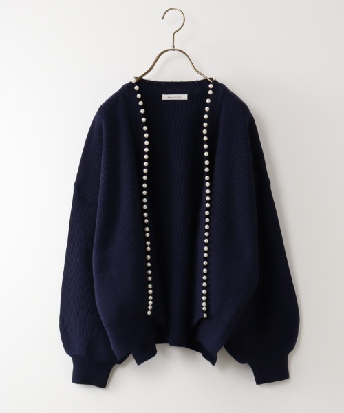 JEANS FACTORY （ジーンズファクトリー）の「[MAISON DE L'ALLURE/メゾンドゥラリュール] パールデザイン ニットカーディガン（ニット/セーター・レディース・ネイビー/ブラック/オフホワイト・F）」の12枚目の写真