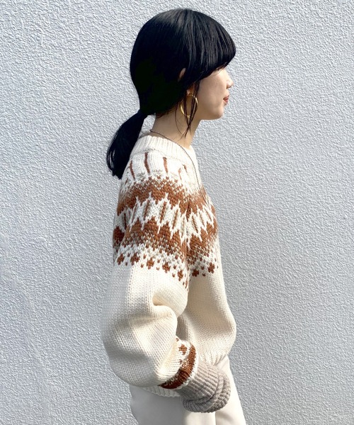 SHENERY（シーナリー）の「ノルディックショートニット（ニット/セーター・レディース・オフホワイト/ブラック・FREE）」の8枚目の写真