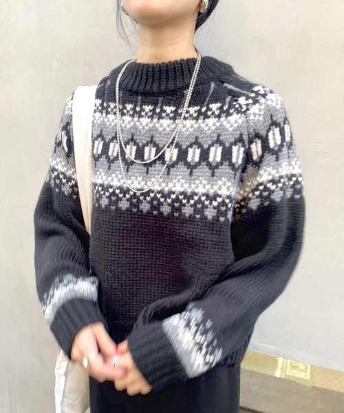 SHENERY（シーナリー）の「ノルディックショートニット（ニット/セーター・レディース・オフホワイト/ブラック・FREE）」の14枚目の写真