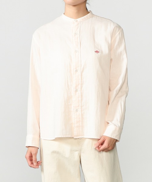 DANTON(ダントン)の「DANTON | 〈別注〉ダブルガーゼ バンドカラーシャツ WOMEN(シャツ/ブラウス・レディース・ピンク/ライトグレー/ホワイト・34/36)」の3枚目の写真