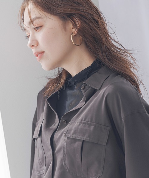 mysty woman(ミスティウーマン)の「シアークシュクシュインナー 190075(Tシャツ/カットソー・レディース・チャコールグレー/ブラック/オフホワイト/ホワイト系その他/ライトパープル・FREE)」の4枚目の写真
