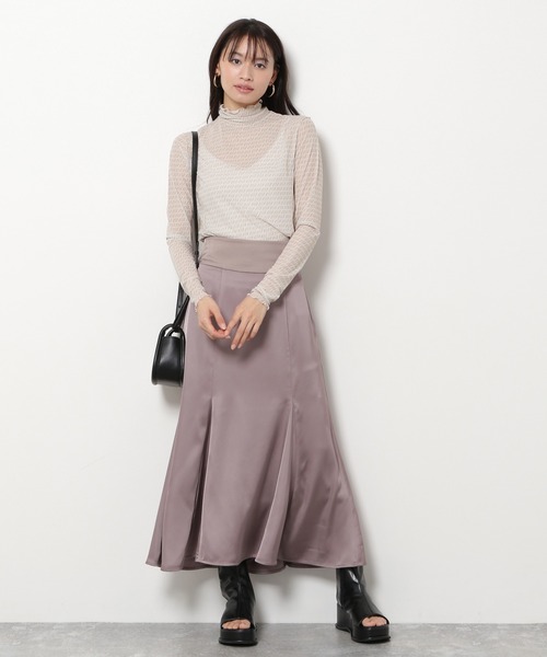 mysty woman(ミスティウーマン)の「シアークシュクシュインナー 190075(Tシャツ/カットソー・レディース・チャコールグレー/ブラック/オフホワイト/ホワイト系その他/ライトパープル・FREE)」の10枚目の写真