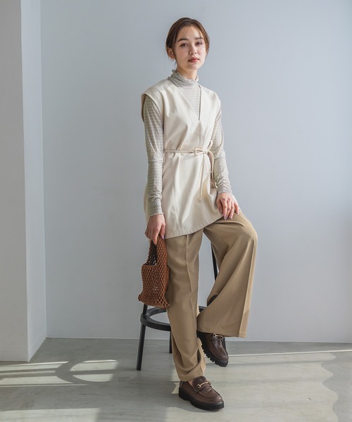 mysty woman(ミスティウーマン)の「シアークシュクシュインナー 190075(Tシャツ/カットソー・レディース・チャコールグレー/ブラック/オフホワイト/ホワイト系その他/ライトパープル・FREE)」の7枚目の写真