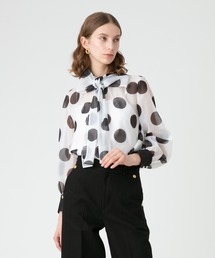 極美品　ルルウィルビー　ビッグドットブラウス　シアー　パール　長袖　2023 72293550b_20_d_215.jpg