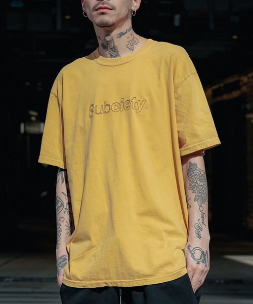 【セール】EMBROIDERY PIGMENT TEE（Tシャツ/カットソー）｜Subciety（サブサエティ）