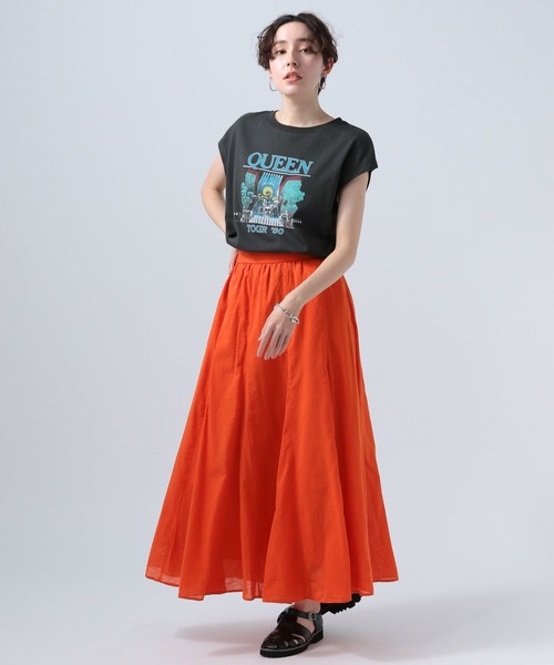 BAYFLOW（ベイフロー）の「リネンフレアスカート（スカート・レディース・ブラック/グレイッシュベージュ/ターコイズブルー/イエロー/オレンジ・SMALL/MEDIUM）」の21枚目の写真