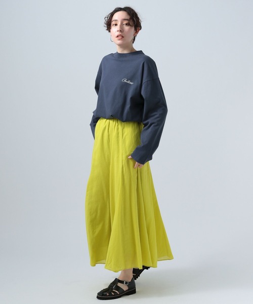 BAYFLOW（ベイフロー）の「リネンフレアスカート（スカート・レディース・ブラック/グレイッシュベージュ/ターコイズブルー/イエロー/オレンジ・SMALL/MEDIUM）」の19枚目の写真