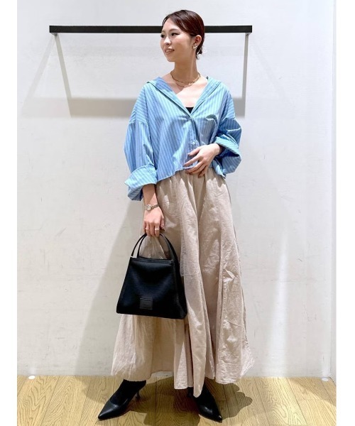 BAYFLOW（ベイフロー）の「リネンフレアスカート（スカート・レディース・ブラック/グレイッシュベージュ/ターコイズブルー/イエロー/オレンジ・SMALL/MEDIUM）」の11枚目の写真