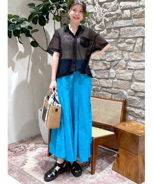 BAYFLOW（ベイフロー）の「リネンフレアスカート（スカート・レディース・ブラック/グレイッシュベージュ/ターコイズブルー/イエロー/オレンジ・SMALL/MEDIUM）」の17枚目の写真