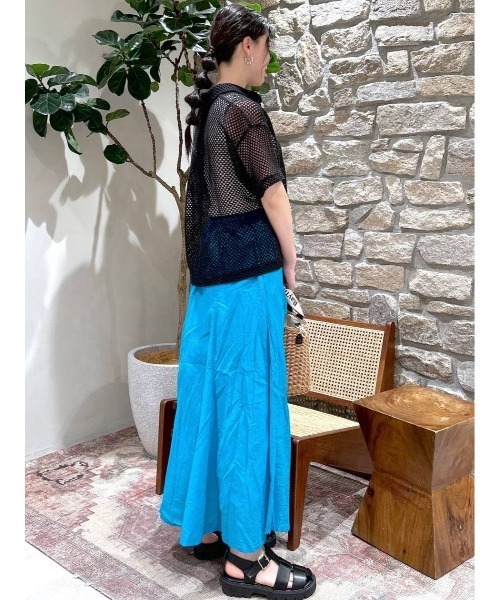 BAYFLOW（ベイフロー）の「リネンフレアスカート（スカート・レディース・ブラック/グレイッシュベージュ/ターコイズブルー/イエロー/オレンジ・SMALL/MEDIUM）」の16枚目の写真