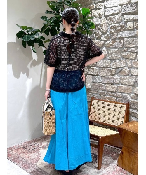 BAYFLOW（ベイフロー）の「リネンフレアスカート（スカート・レディース・ブラック/グレイッシュベージュ/ターコイズブルー/イエロー/オレンジ・SMALL/MEDIUM）」の15枚目の写真